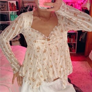 RSQ Cream Flowy Floral Top